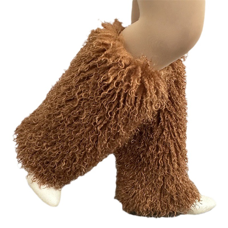 European and American Beach Wool Leg Socks, Sheep Curly Snow Boots, Plush Calf Socks, Cute Pile Socks, Autumn and Winter Cold-Proof Socks