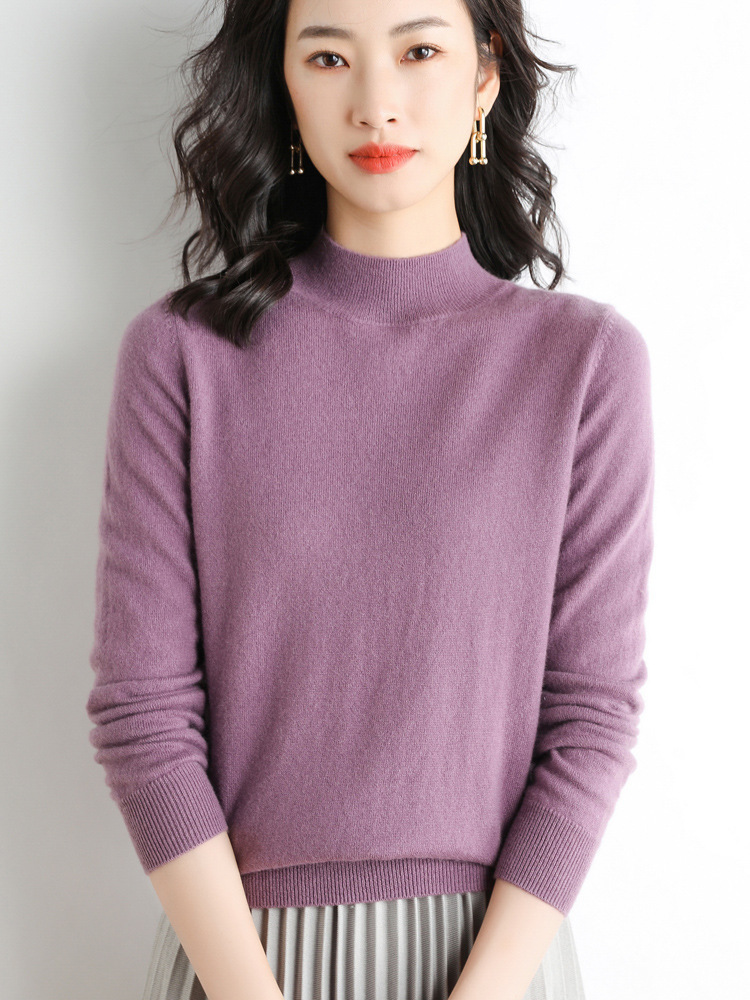 Picture of 2022 Spring and Autumn New Women's Loose Half-turtleneck Wool Knitwear Pullover Base Shirt Sweater