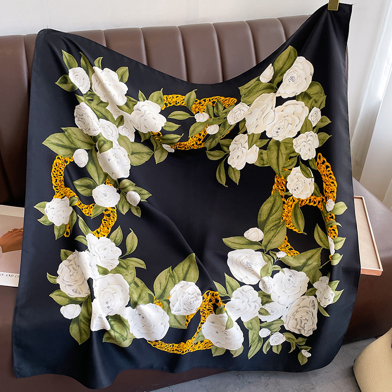Picture of 2024 Spring and Autumn New Fashion Printed Silk Scarf Women's Square 90 Large Square Scarf Summer Sunscreen Shawl Scarf