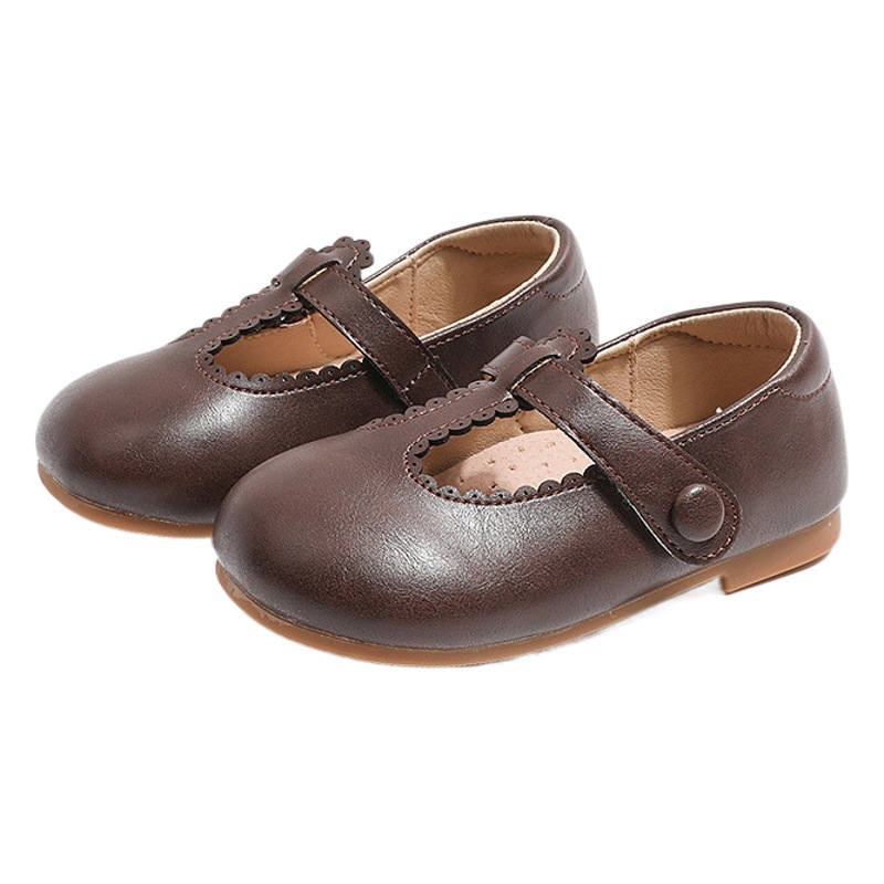 Retro Forest Girls' Leather Shoes, Spring & Fall New Kidsren's Shoes, Fashionable Girls' Beanie Shoes, Soft-Soled Baby Boy's Shoes
