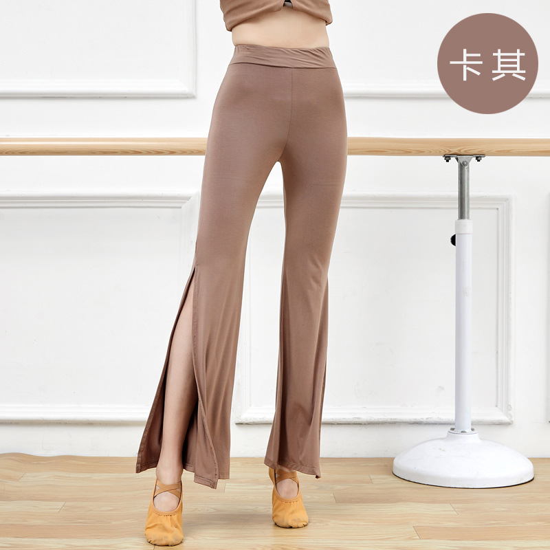 Picture of Dance Training Outfit for Female Models: Latin Long Pants with Slits, Flared Pants for Stage Performance