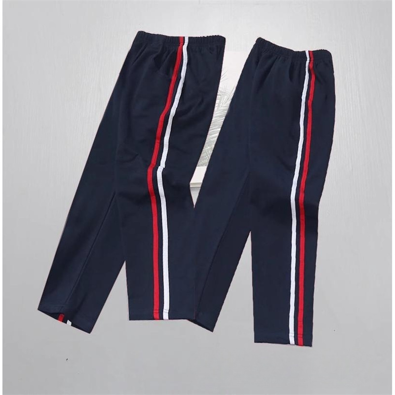 Children's Dark Blue White Red Bar Spring and Autumn School Uniform Pants Primary School Students Red and White dark blue Girls Xizang Blue Boys Sports Pants