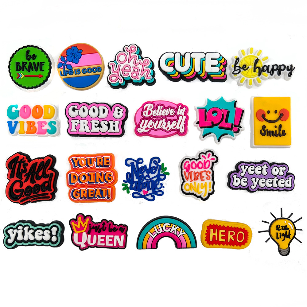 20 Inspirational Phrase Series Cave Shoes Flower Shoe Buckle Cartoon Cave Shoes Flower Cartoon Cave Shoes Flower Shoes Decorations