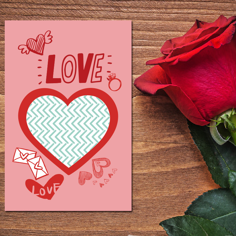 Picture of Valentine's Day Heart Greeting Card Small Card Gift Greeting Card Holiday Greeting Card Envelope DIY Creative Card