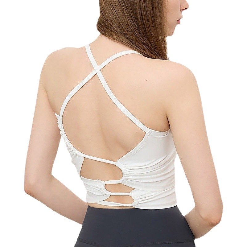 European and American Sexy Tape Sports Beauty Back Underwear Shockproof Running Quick-drying Gathering Sling Yoga Bra Vest for Outer Wear