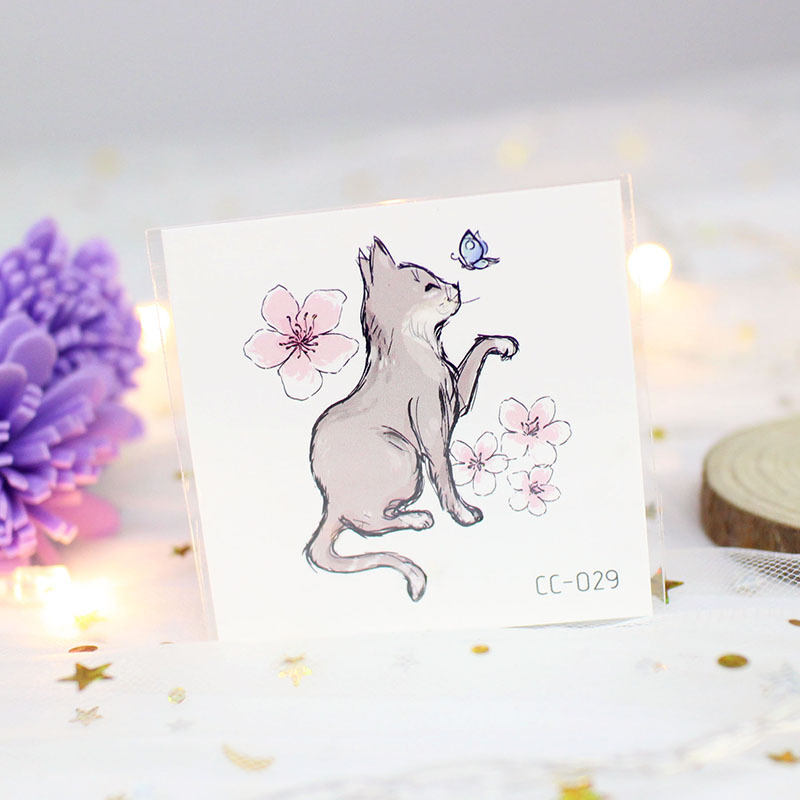 Picture of Cat and Dog Tattoo Stickers Waterproof Girls/Kidsren Cute Little Stickers Cartoon Animal Pet Tattoo Stickers