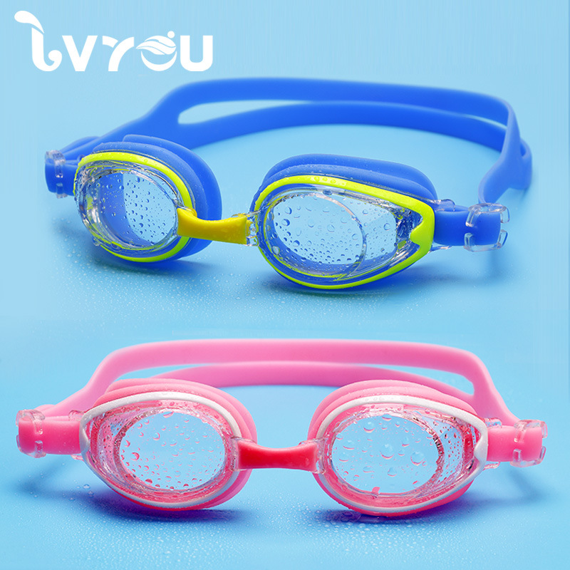 Swimming Goggles HD Waterproof Anti-Fog Head Flat Light Children Students Boys and Girls Professional Competition Training Racing Swimming Goggles
