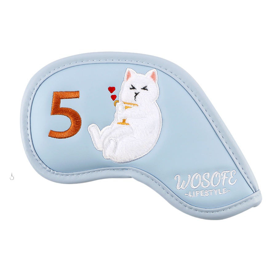 New Cross-Border Source Manufacturer Pu Material Cat Pattern Golf Headcover Golf Iron Head Cover