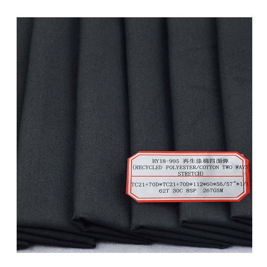 Recycled Polyester-Cotton Four-Way Stretch Spandex Double Stretch Recyclable Fabric Pants and Jacket Fabric