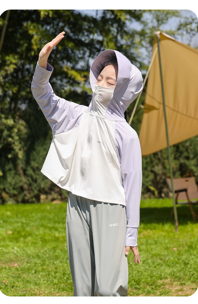Picture of Girls and Kidsren Color-blocked Sun Protection Clothing 3-6 Years Old Summer Thin Cool Ice Silk Breathable Light Anti-uv Sun Protection Clothing