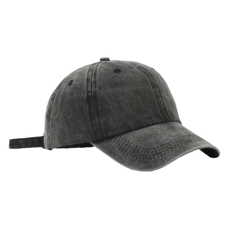 Washed Denim Old Baseball Cap Men's Autumn Fashion Brand Soft Top Breathable Retro All-match Smoke Grey Duck Tongue Hat for Men