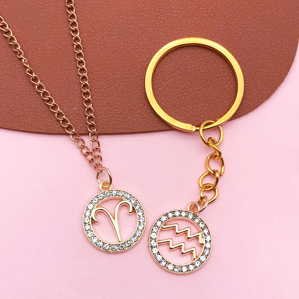 Picture of Twelve Zodiac Signs Cross-Border Zodiac Signs with Diamonds Alloy Accessories DIY Combination Necklace Earrings Pendant Pendant Accessories