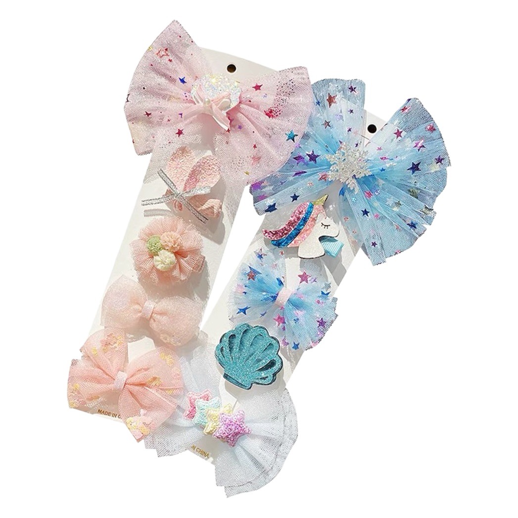 Children's Bow Mesh Hairpin Frozen Sweet Princess Hairpin Headdress Baby Girl Hair Accessories Fluffy