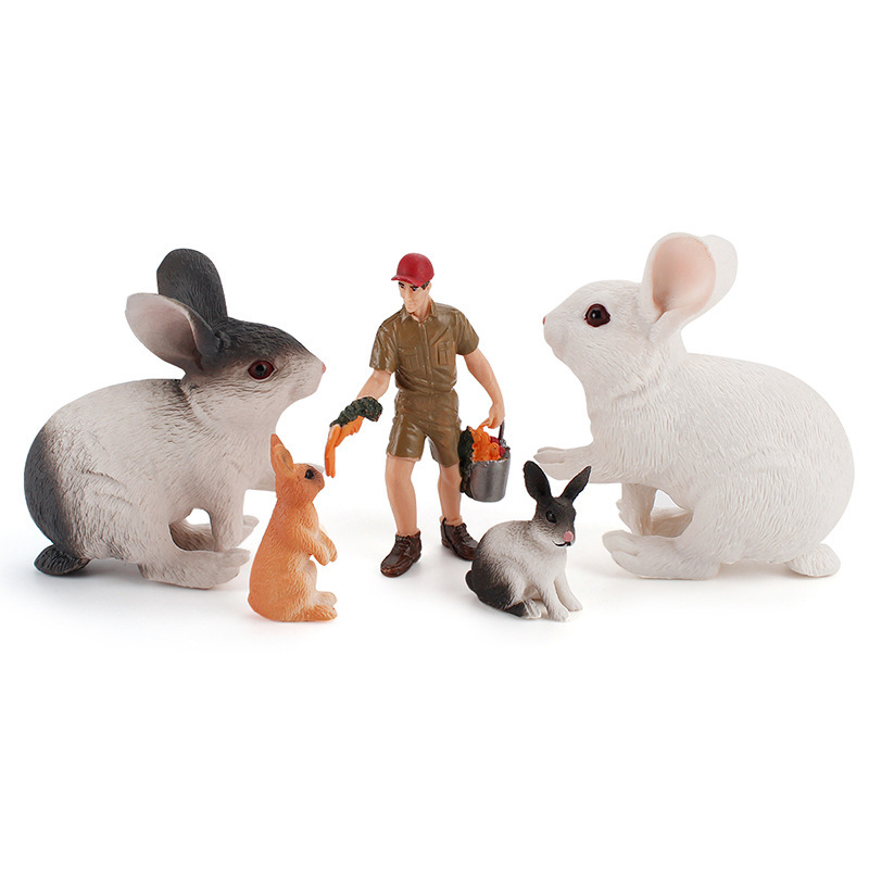 Picture of Farm livestock scene big rabbit simulation squat standing posture rabbit breeder micro landscape miniature model ornaments