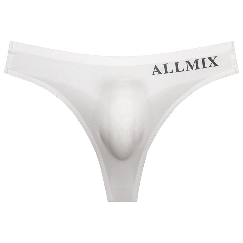 Picture of Foreign Trade Men's Sexy Sports Fitness Letter Thin Transparent Showing Hip Ice Silk Low Waist Seamless Triangle Single Thong