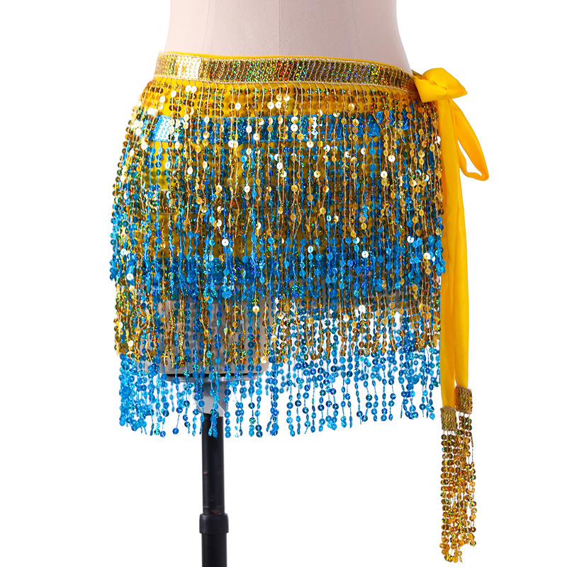 Picture of New belly dance beads waist chain 4 sequins hip towel tassel waist belt dance performance can be a generation of hair
