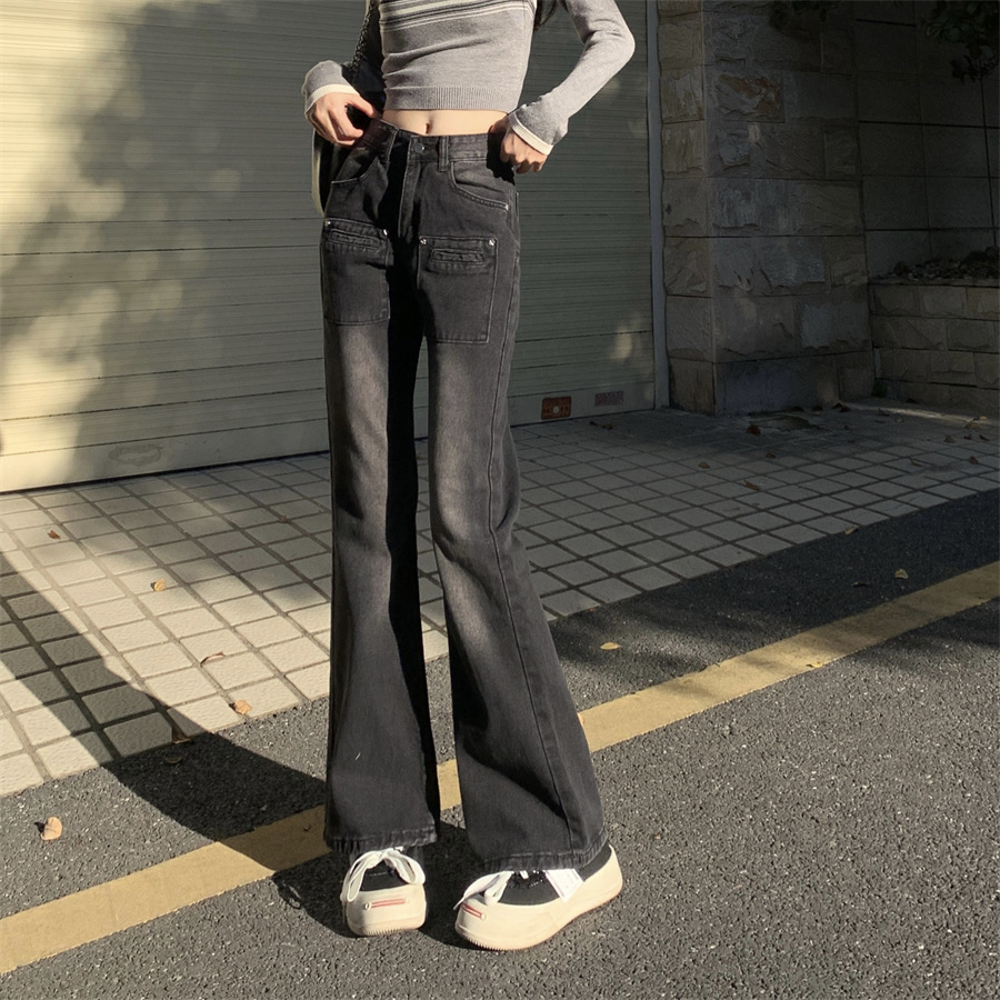 Winter Korean style 2023 new high waist slimming fashion straight hot girl style slim pants jeans women's pants fashion