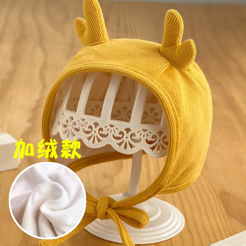 Picture of Baby Hat Spring and Autumn Baby Cute Super Cute Autumn and Winter Baby Ear Protection Newborn Female Baby Fetal Hat Boy