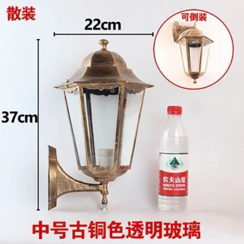 Picture of Small hexagonal wall light, outdoor lamp, outdoor wall lighting, European style retro balcony, waterproof, antique, bronze black