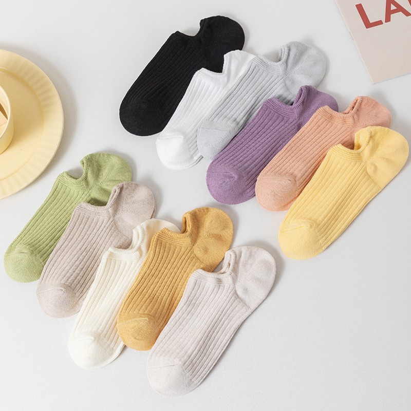 Picture of Double-Needle Socks 7A Antibacterial and Deodorant Boat Socks for Women Spring and Summer Cotton Socks Silicone Non-Slip Shallow Mouth Invisible Women's Cotton Socks