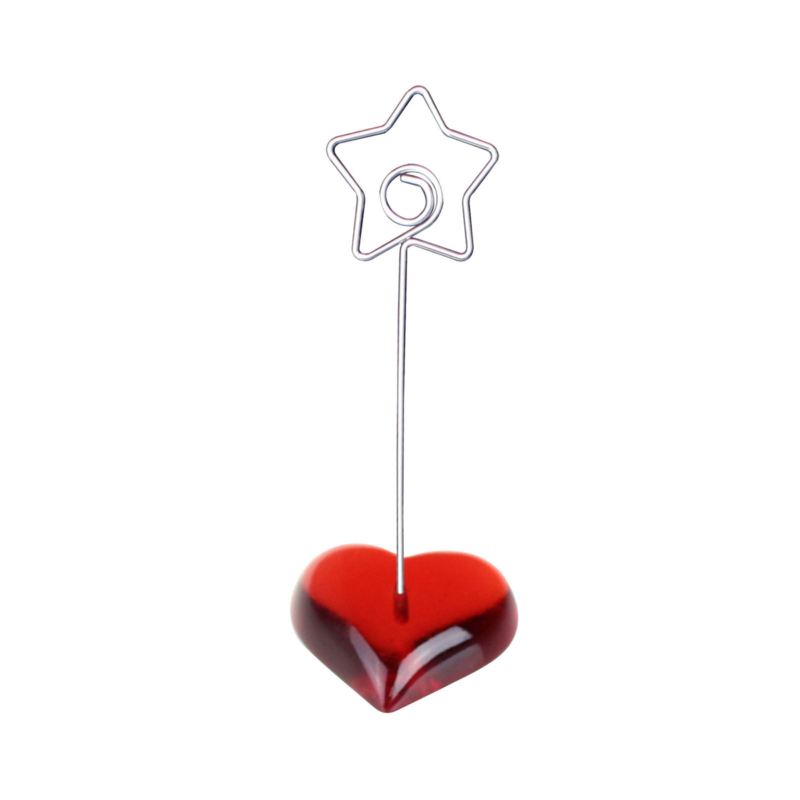 Picture of Red Heart-Shaped Base Photo Clip, Steel Wire Memo Clip with Logo Printing, Suitable for Wedding Display, Storage, and Styling Memo Clips