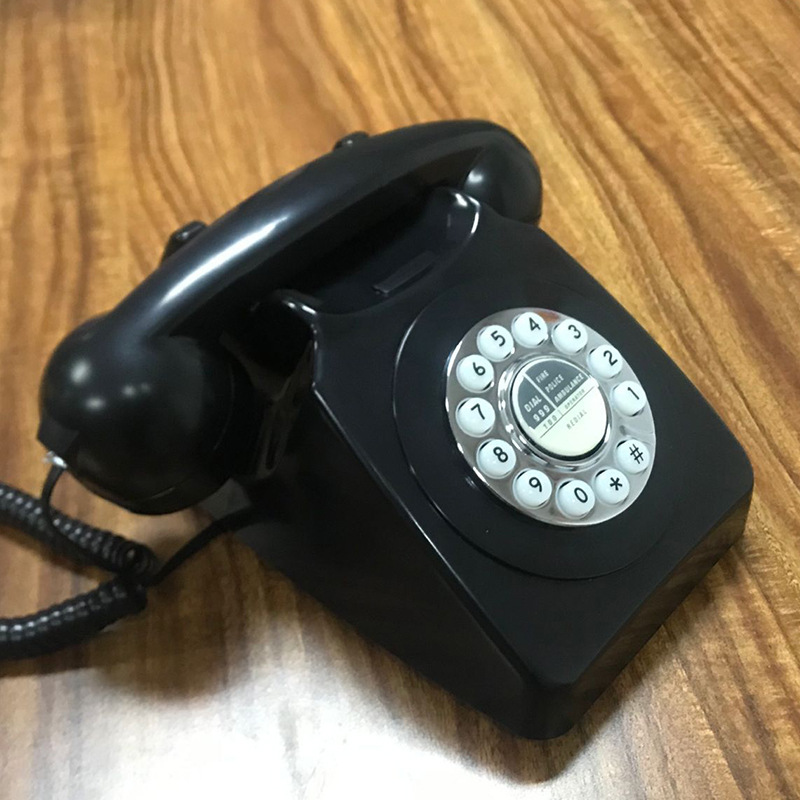 Picture of Telephone European Retro Style Home Antique Landline Old-Fashioned Telephone Office Antique American-Style Rotary Dial Telephone