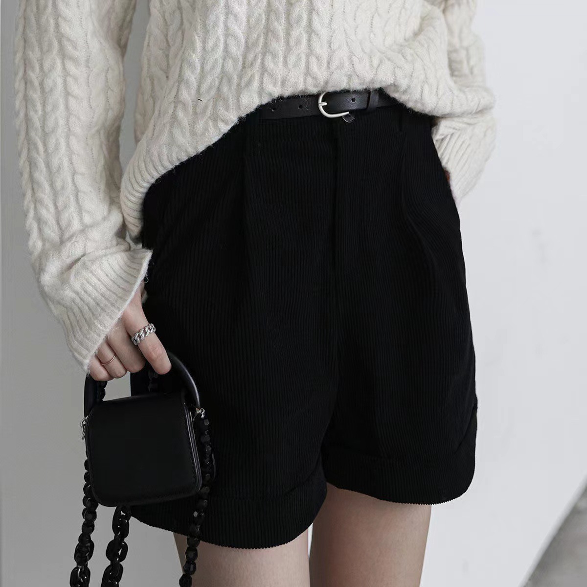 Corduroy Pants Women's 2024 Summer New Loose Curl Wide Leg Pants Retro High Waist A- Shaped Casual Shorts Trendy