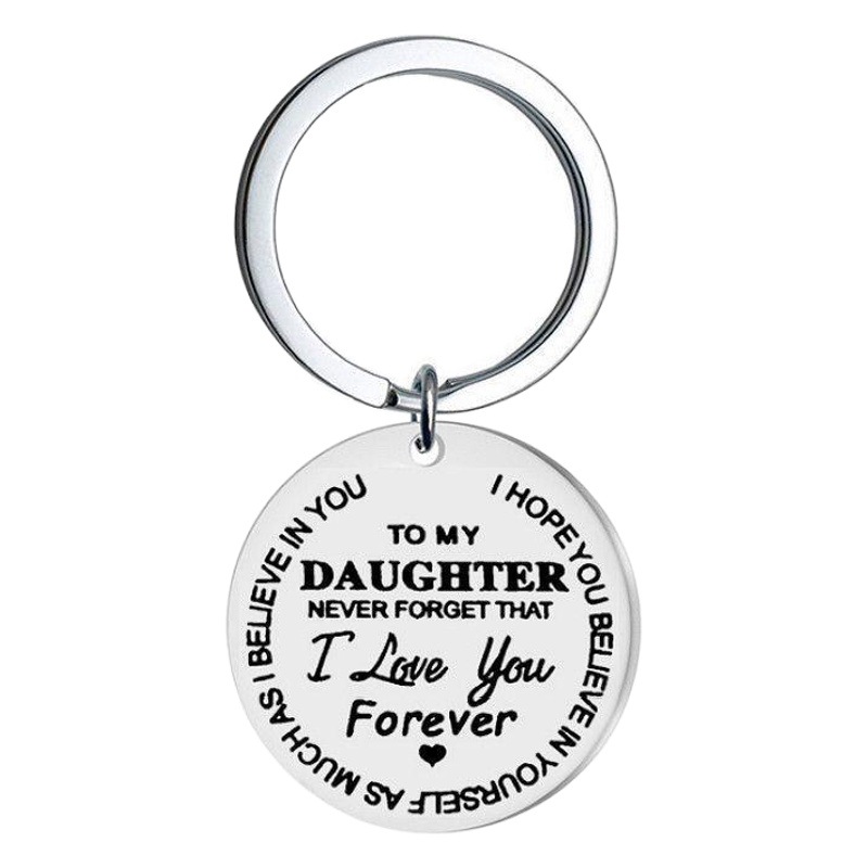Cross-border new TO MY SON / DAUGHTER lettering stainless steel keychain creative gift