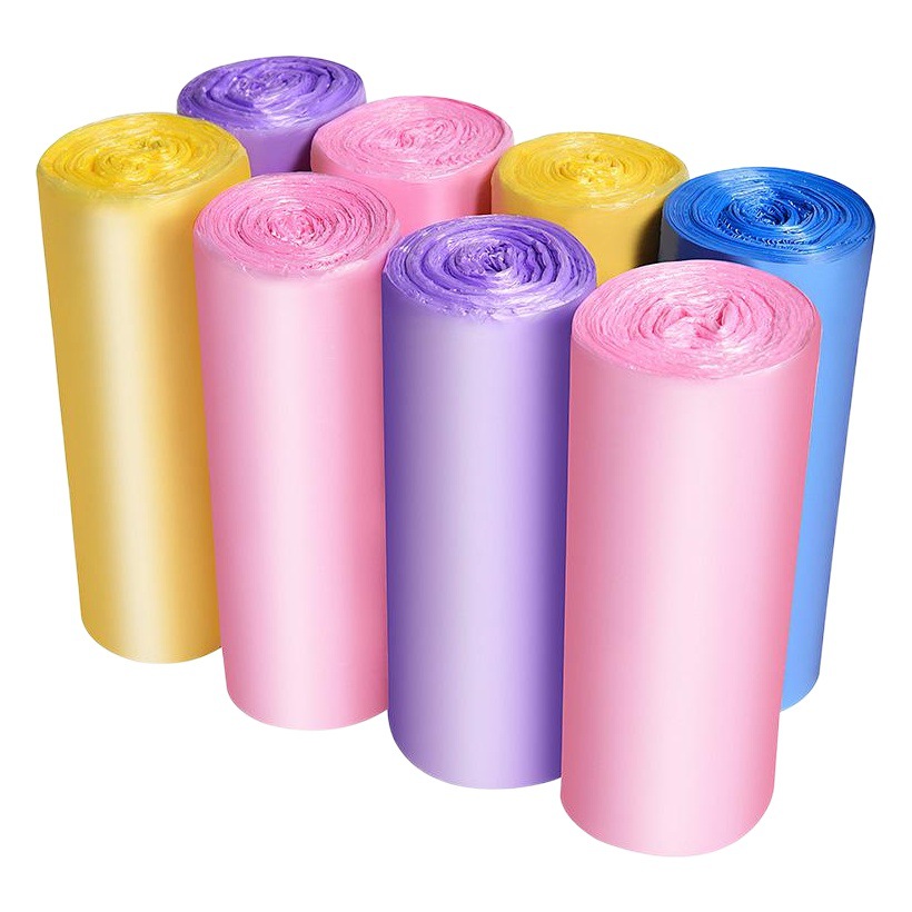 Flat mouth garbage bag 5-roll point broken household commercial disposable kitchen garbage bag rolled plastic bag wholesale