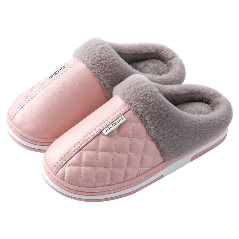 Picture of Lidani PU cotton slippers women's waterproof and non-slip outer wear winter warm indoor home couple cotton slippers men's wholesale