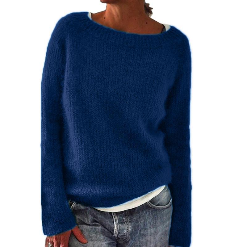 Picture of 2024 Amazon New Sweater Women's Solid Color Quiet Basic Sweater Sweater Round Neck Fashionable and Easiest for Match