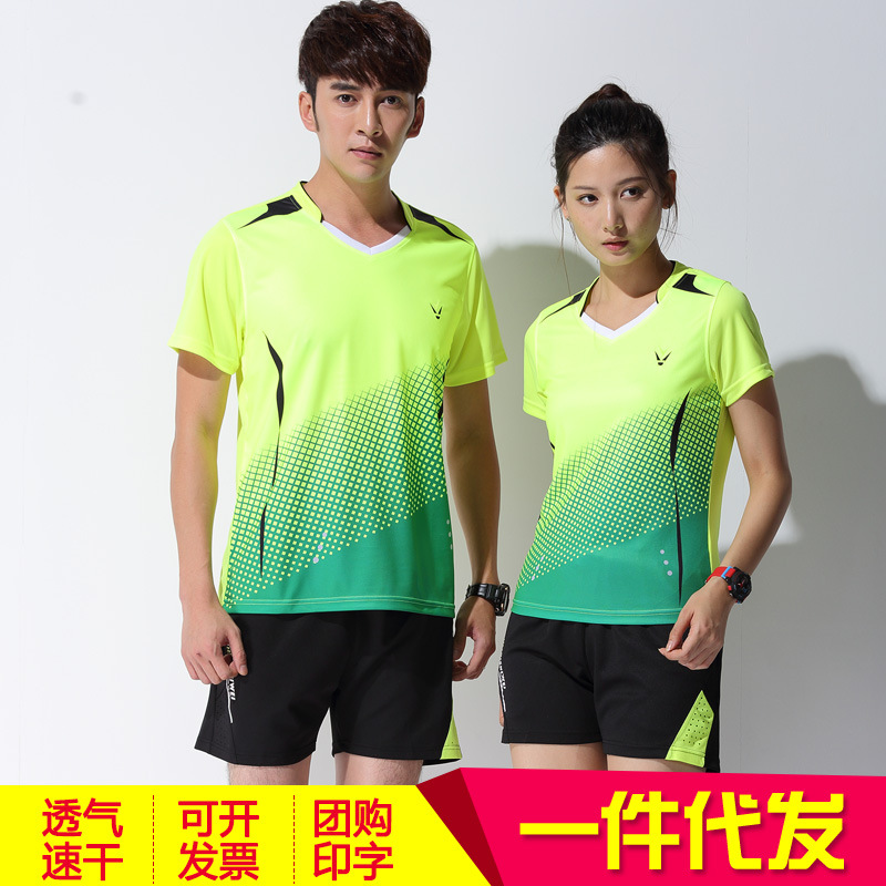 Badminton clothes suit women's short-sleeved quick-drying tennis clothes men's sportswear suit badminton clothes one-piece delivery