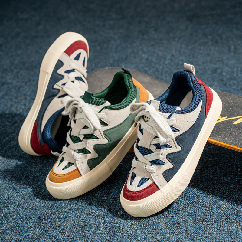 German training shoes men's trendy bread shoes fashion new all-match color matching casual shoes Hong Kong style high quality low-top board shoes