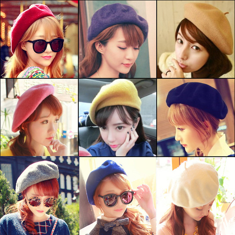 Korean Style Autumn and Winter Beret Hat, Winter Painter Hat, Bud Hat, Woolen Hat, Ladies' Cute Little Hat, Trendy