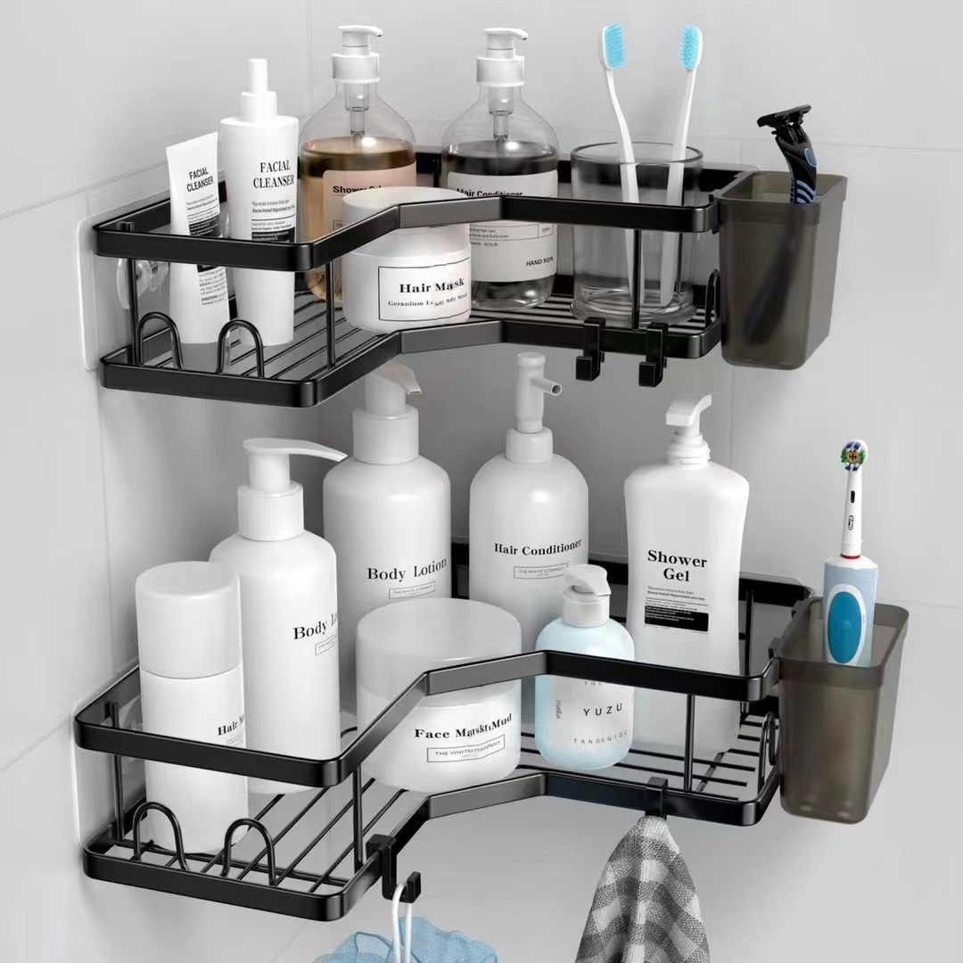 Amazon Wrought Iron Bathroom Corner Shelf, Bathroom Toiletries Storage Rack, Triangular Rack, No Drilling Required