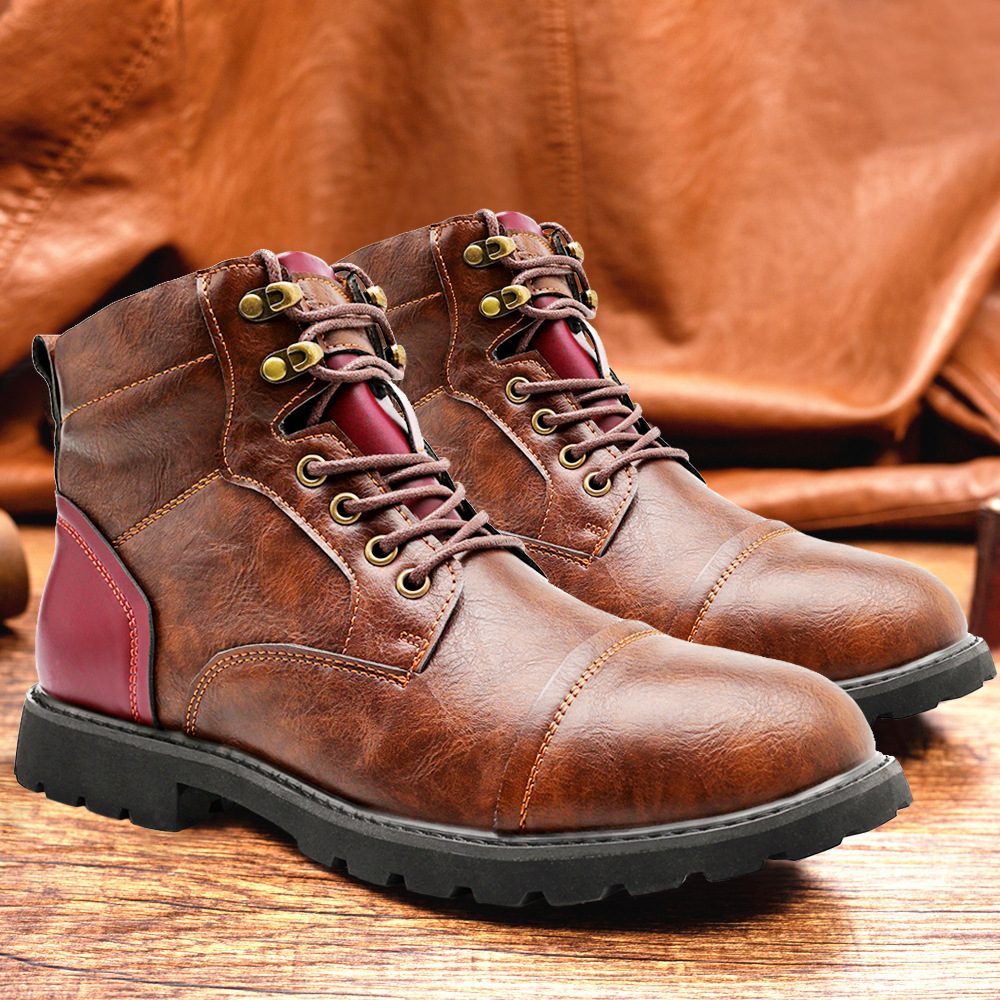 Cross-border Men's Shoes Winter Trendy Retro Leather Boots British Style Martin Boots Men's Trendy Amazon High-top Shoes for Men