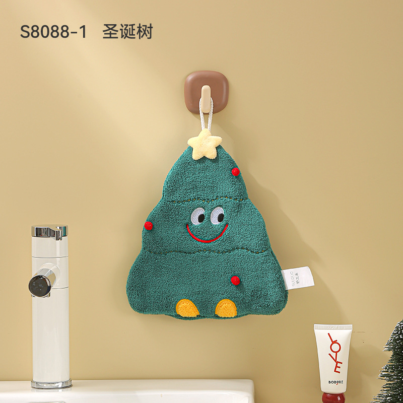 Picture of Hanging thickened baking cartoon children's hand towel absorbent coral fleece small square towel kitchen bathroom dual-use