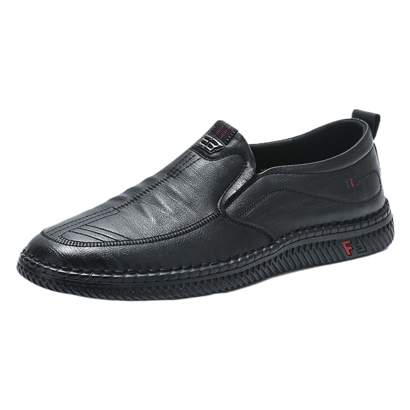New 2024 Men's Leather Shoes Soft Sole Soft Surface Business Casual Shoes Middle-Aged and Elderly Dad Shoes Fashionable Driving Beanie Shoes