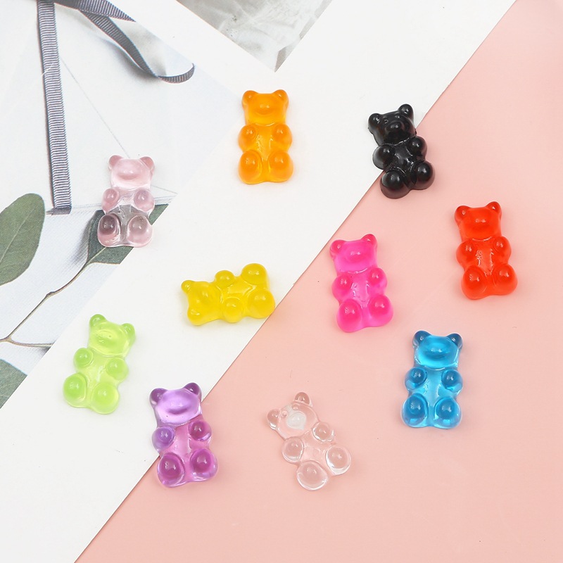 Picture of Transparent Candy Color Resin Bear Accessories Handmade DIY Homemade Bracelet Earrings Jewelry Keychain Pendant Material