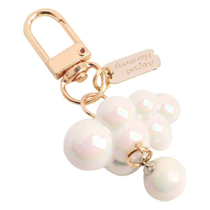 New Pearl Cloud Car Keychain Pendant Creative Beaded Chain Key Accessories Headphone Cover Bag Decoration