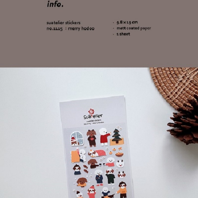 Picture of Cross-border South Korea suatelier Christmas 1115 Cute Animal Dog Teddy Decorative Stickers Hand Account Stickers