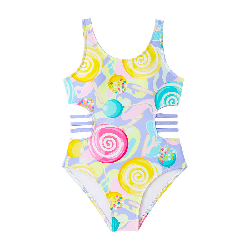 Picture of 2025 New Children's One-piece Swimsuit Hollow Cute One-piece Girls' Small, Middle and Big Children's Student Swimsuit Hot Spring