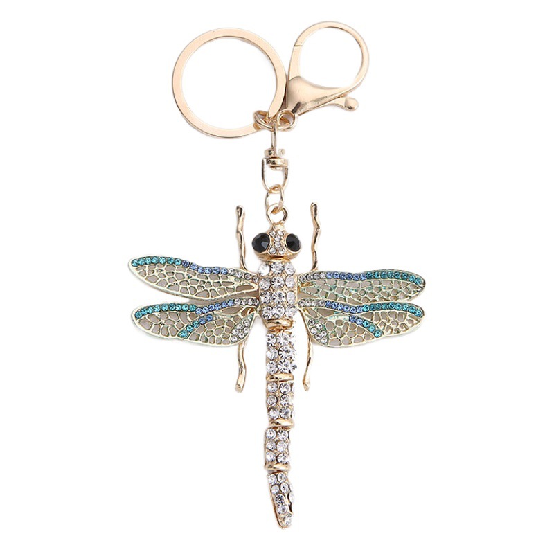 New Cute Creative Dragonfly Pendant Metal Keychain Bag Pendant Cartoon Insect Car Pendant Wholesale
