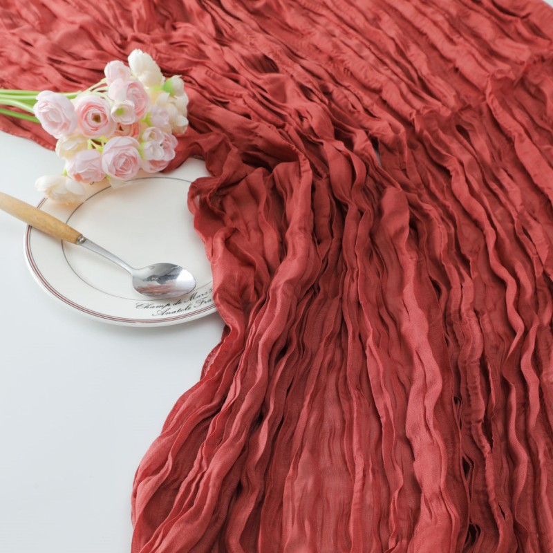 Picture of Cross-border Hot Home Birthday Party Decoration Bari Yarn Tablecloth Wedding Shooting Background Props Table Runner Wrinkled Cloth