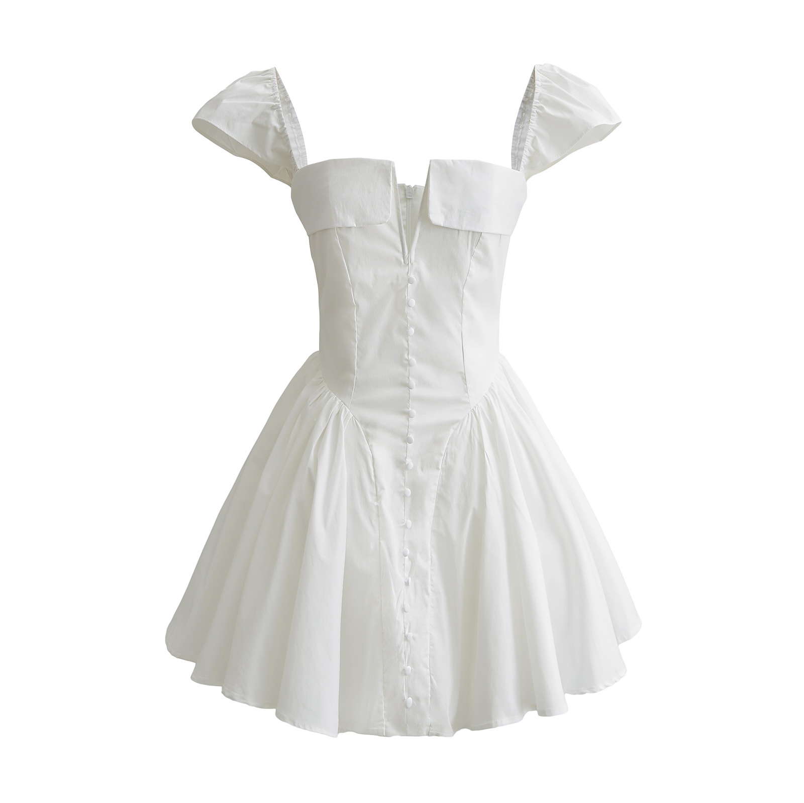 2024 New European and American Style Pure Desire Sexy Slim-fit Tunic Dress French Square Neck Mini dress
