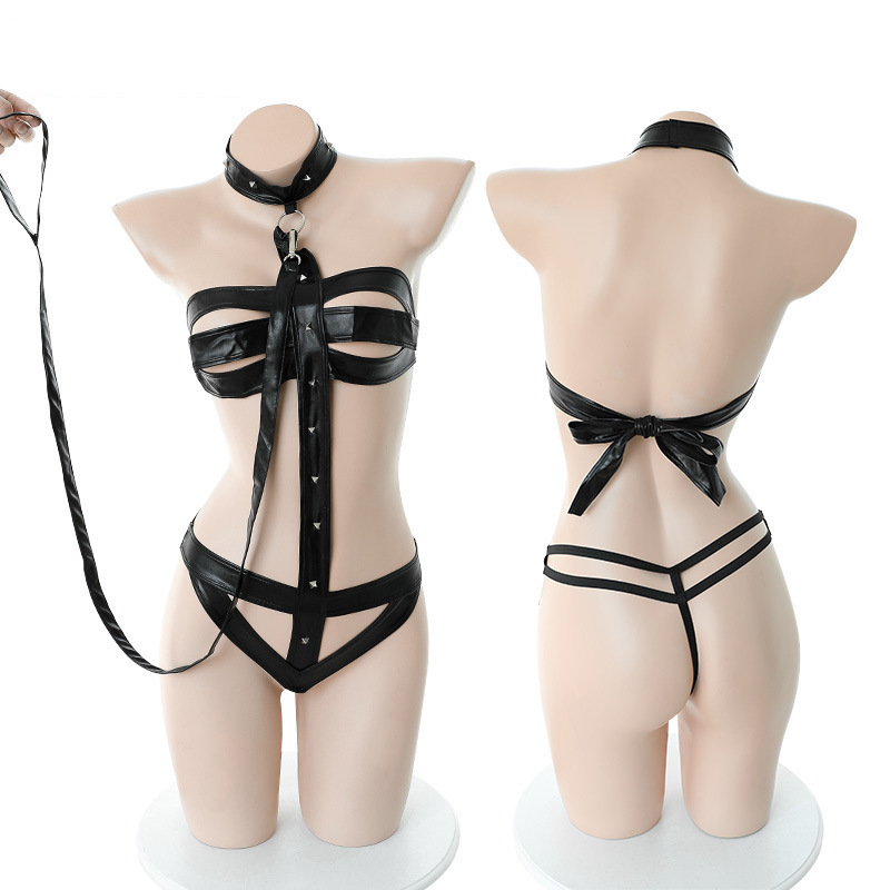 Foreign trade cross-border sexy lingerie sexy patent leather temptation SM training three-point game Dew suit generation 4001