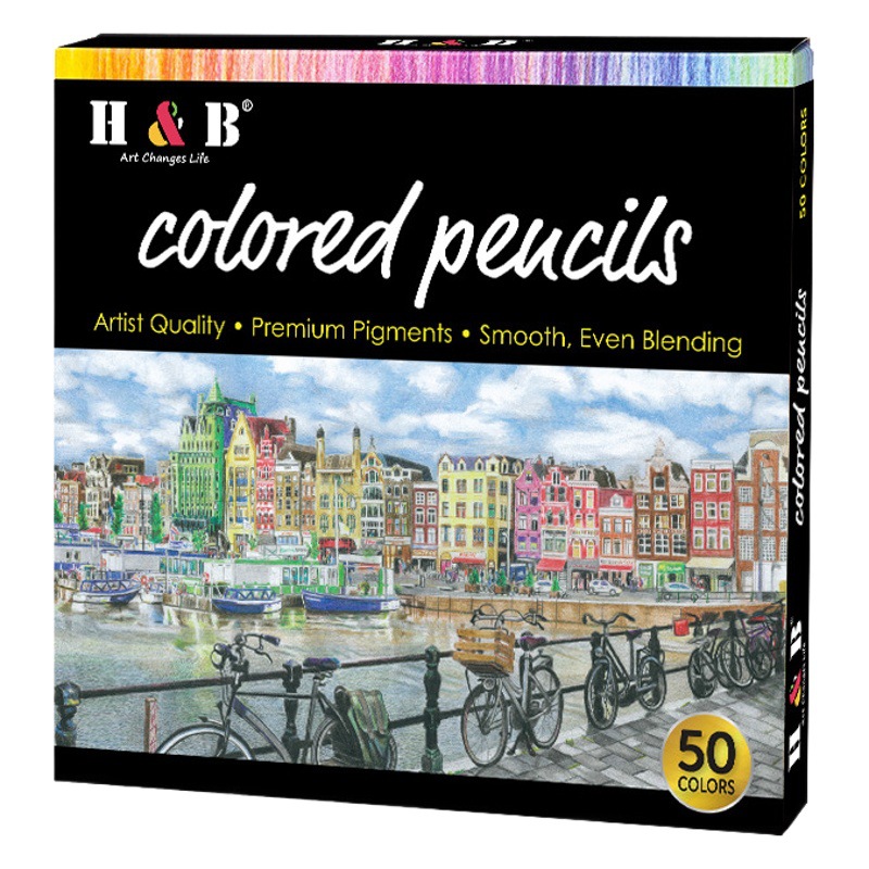 H&B Oily Colorfuled Pencil Set 50/72 Colorfuls Professional Art Test Graffiti Art Painting Pencil Wholesale Amazon