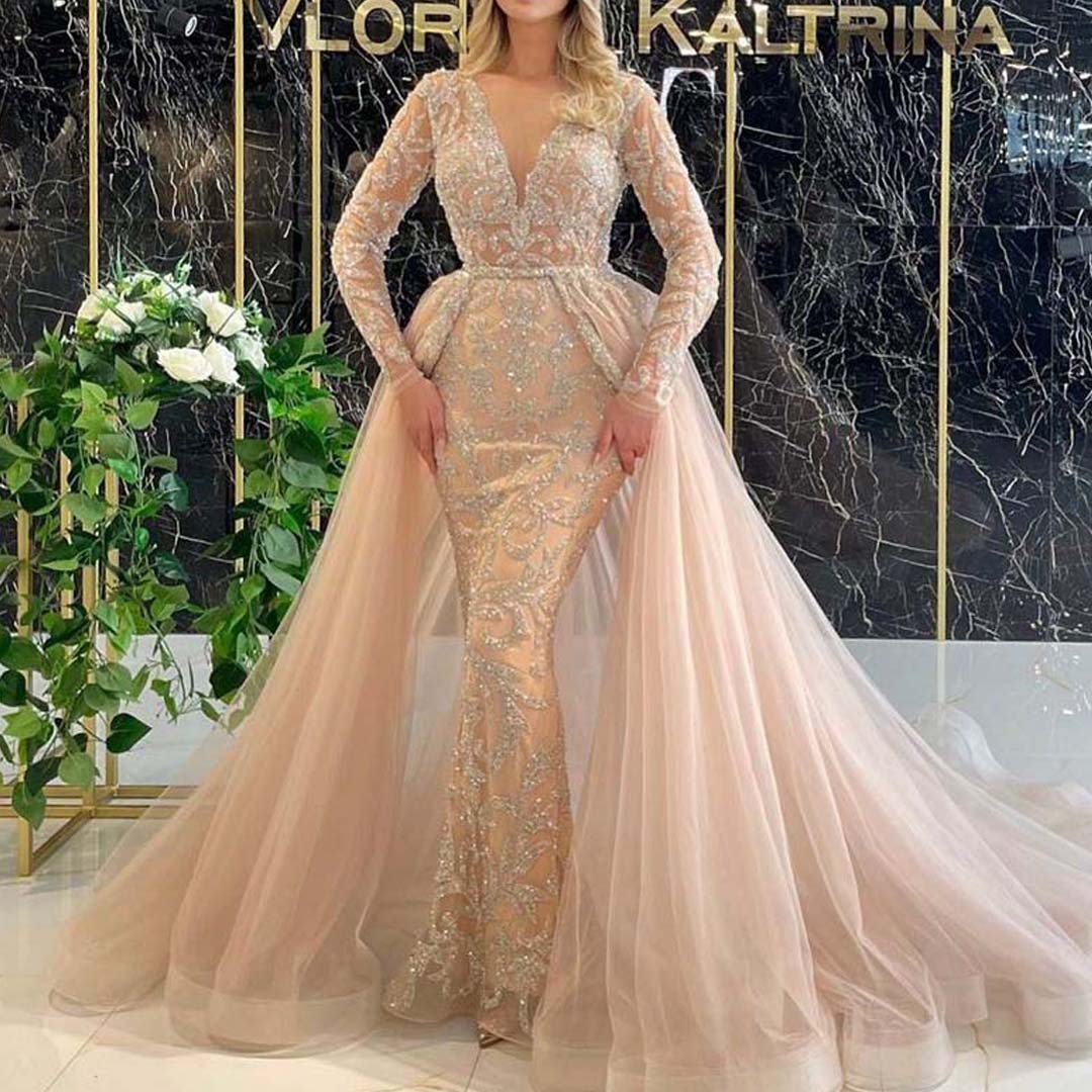 2025 New Cross-Border European and American Clothing Dress with Elegant and Trailing French Simple Gold-Sprinkled Palace Style Mesh Dress