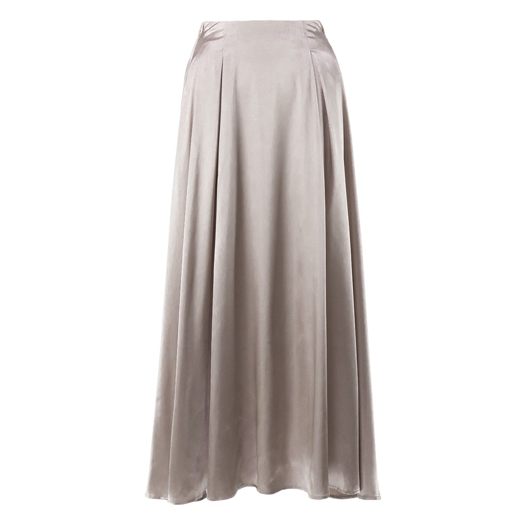 Picture of Cross-Border Women's Skirt, European and American Style, 2025 Summer New Model, Elegant and Graceful, High-Waisted Satin Long Skirt in Satin Fabric