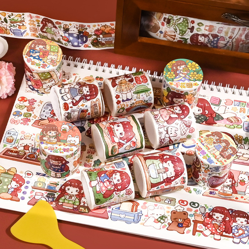 Picture of Sugar Doudou Series Special Oil Tape Cartoon Girl's Heart Hand Account Material and Paper Free Cutting DIY Decorative Stickers